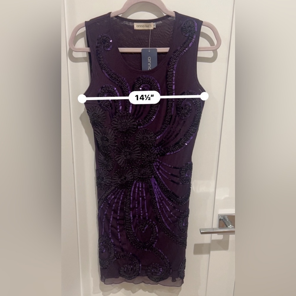 Great Gatsby purple Art Deco Sleeveless Dress size small - Picture 7 of 8